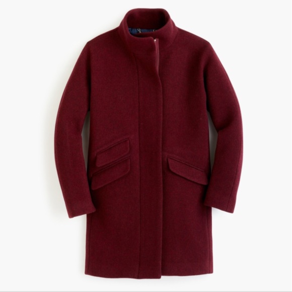 24 Hour Price drop J.Crew Wine Italian Stadium Wool Cocoon Coat Size8 - Picture 13 of 13